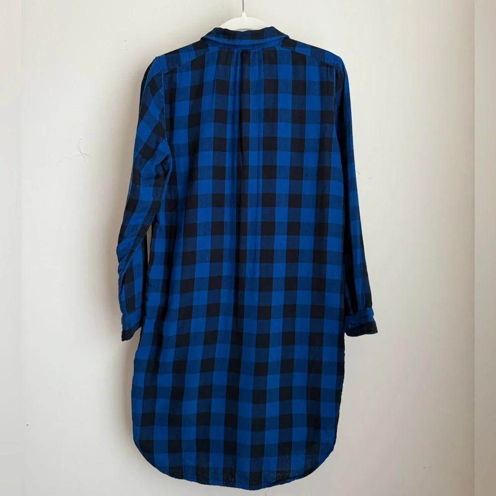 Madewell Flannel Shirt Dress - Latitude Blue Black Buffalo Plaid Size XS - Picture 7 of 12